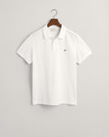 WHITE, SLIM SHIELD SS PIQUE POLO, FLAT-LAY BY GANT AU.