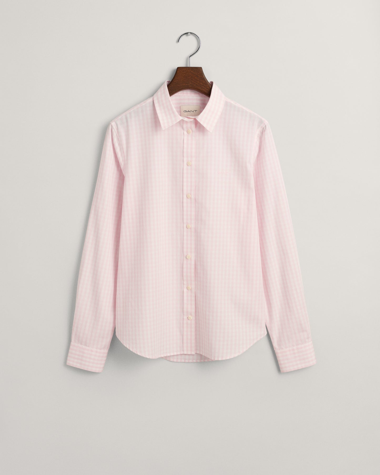 LIGHT PINK, REG POPLIN GINGHAM SHIRT, FLAT-LAY BY GANT AU.