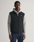 MODEL WEARING QUILTED WINDCHEATER VEST