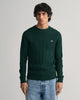 TARTAN GREEN, COTTON CABLE C-NECK, FRONT-VIEW BY GANT AU.
