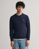 DARK NAVY MELANGE, SUPERFINE LAMBSWOOL C-NECK, FRONT-VIEW BY GANT AU.
