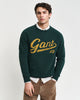 TARTAN GREEN, GRAPHIC C-NECK SWEAT, FRONT-VIEW BY GANT AU.