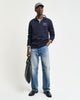 EVENING BLUE, SMALL GRAPHIC SWEAT HALF ZIP BY GANT AU.