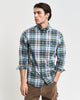 DEEP FOREST GREEN, REG POPLIN TARTAN CHECK SHIRT, FRONT-VIEW BY GANT AU.