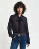EVENING BLUE, REG DOT PRINT BOW BLOUSE, FRONT-VIEW BY GANT AU.