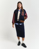 EVENING BLUE, WIDE RIBBED WOOL SKIRT BY GANT AU.