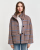 COLLEGE BLUE, CHECKED CROPPED WOOL JACKET, FRONT-VIEW BY GANT AU.