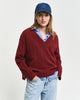 PLUMPED RED, WIDE RIBBED WOOL V-NECK, FRONT-VIEW BY GANT AU.