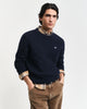 EVENING BLUE, LAMBSWOOL CABLE C-NECK, FRONT-VIEW BY GANT AU.