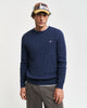 DK JEANSBLUE MELANGE, COTTON CABLE C-NECK, FRONT-VIEW BY GANT AU.