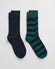 DEEP FOREST, BARSTRIPE AND SOLID SOCKS 2-PACK BY GANT AU.