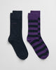PANSY PURPLE, BARSTRIPE AND SOLID SOCKS 2-PACK BY GANT AU.