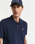 EVENING BLUE, TEXTURED POLO, CLOSE-UP BY GANT AU.