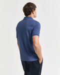 DUSTY NAVY, REG SHIELD SS PIQUE POLO, BACK-VIEW BY GANT AU.