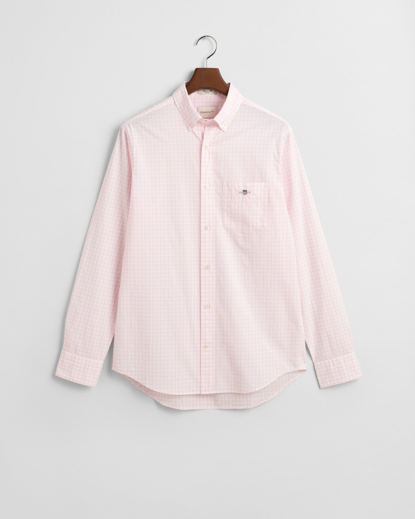 LIGHT PINK, REG CLASSIC POPLIN GINGHAM SHIRT, FLAT-LAY BY GANT AU.