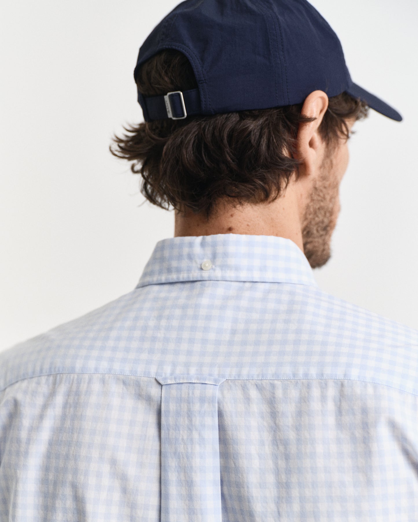 LIGHT BLUE, REG POPLIN GINGHAM SS SHIRT, CLOSE-UP BY GANT AU.