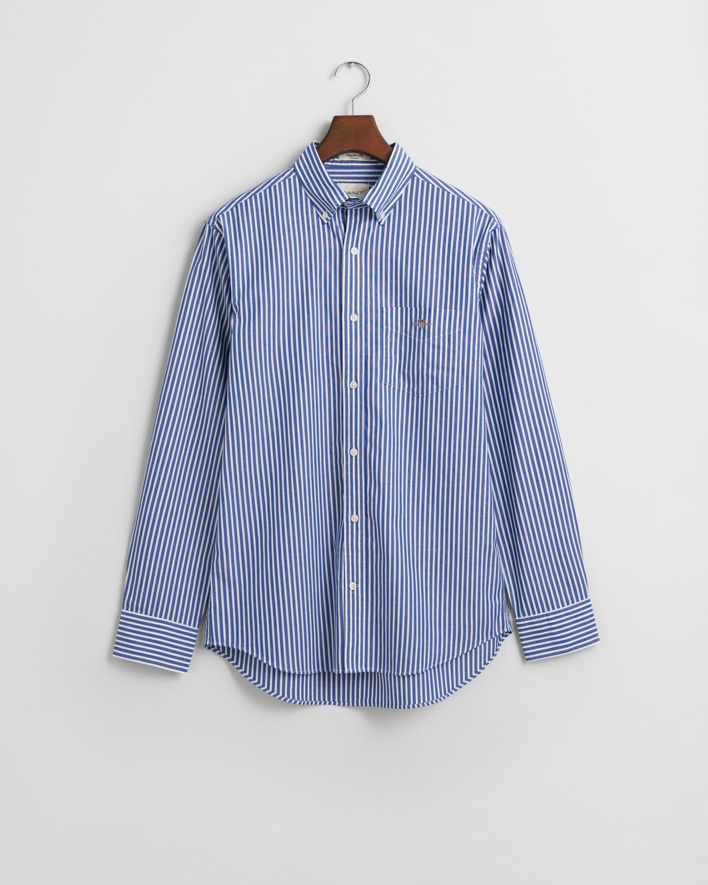 COLLEGE BLUE, REG CLASSIC POPLIN STRIPE SHIRT, FLAT-LAY BY GANT AU.