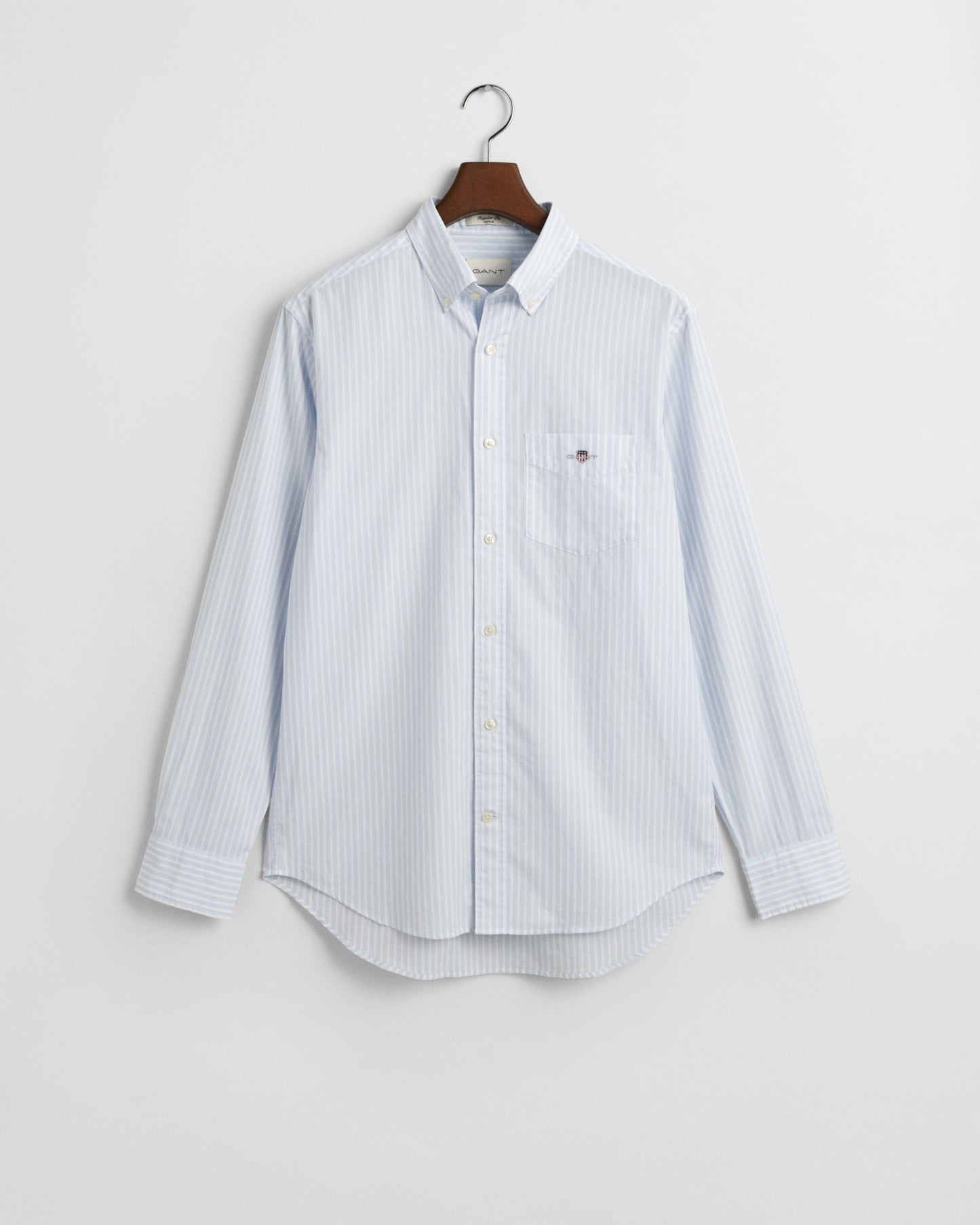 LIGHT BLUE, REG CLASSIC POPLIN STRIPE SHIRT, FLAT-LAY BY GANT AU.