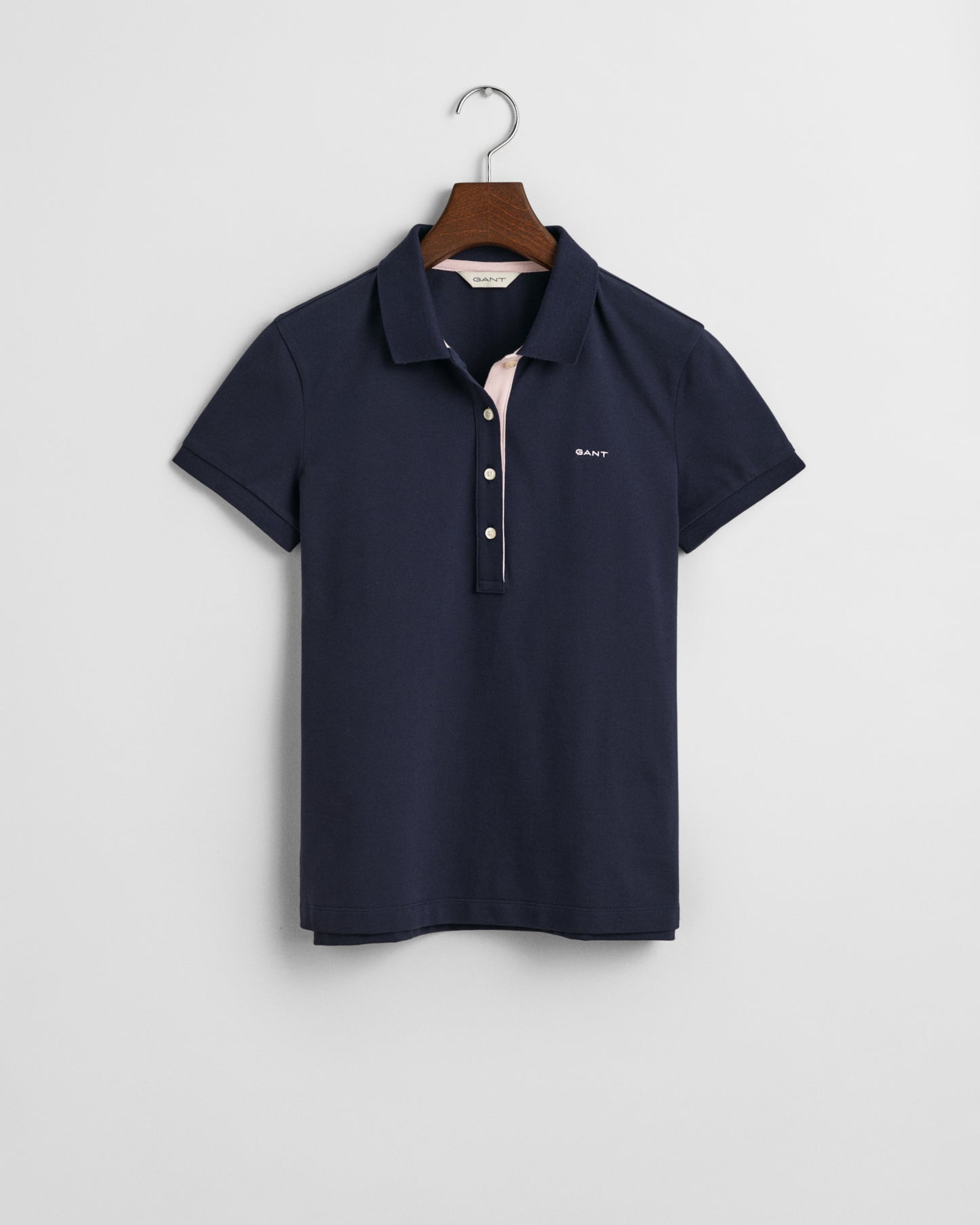 EVENING BLUE, CONTRAST COLLAR SS PIQUE POLO, FLAT-LAY BY GANT AU.