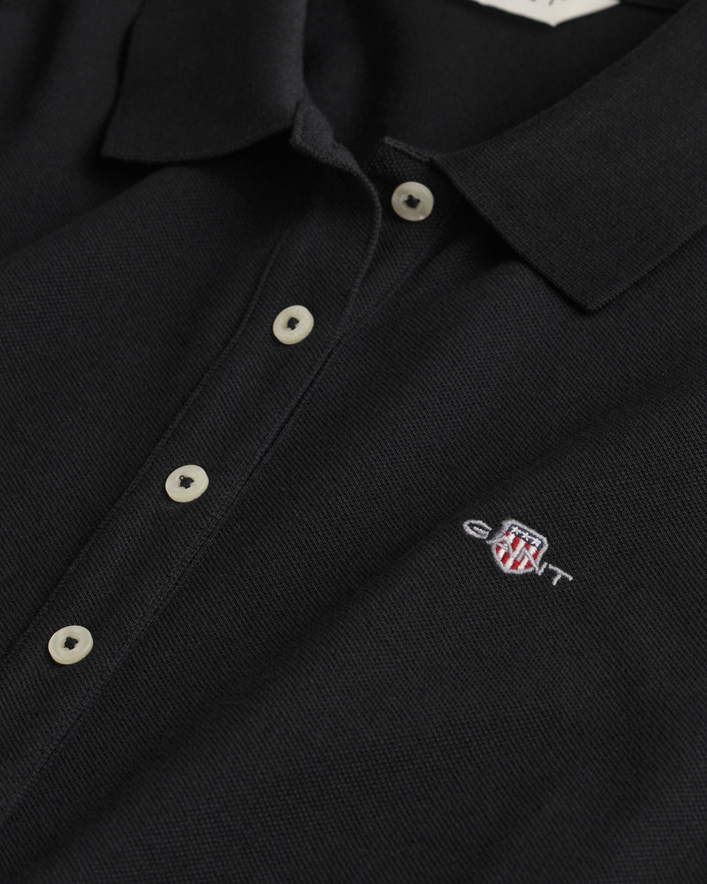 BLACK, SHIELD SS PIQUE POLO DRESS, CLOSE-UP BY GANT AU.
