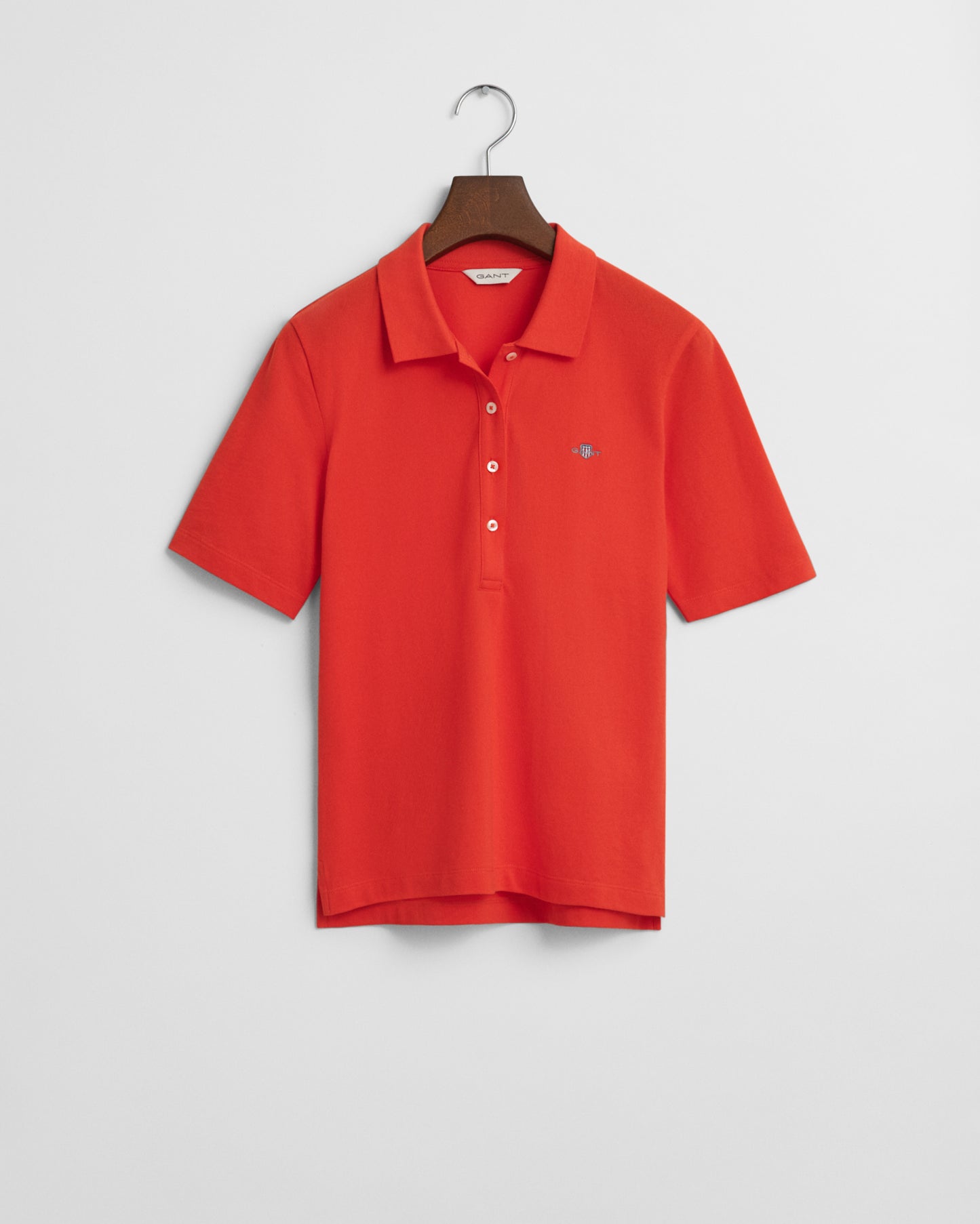 ORANGE RED, SLIM SHIELD SS PIQUE POLO, FLAT-LAY BY GANT AU.