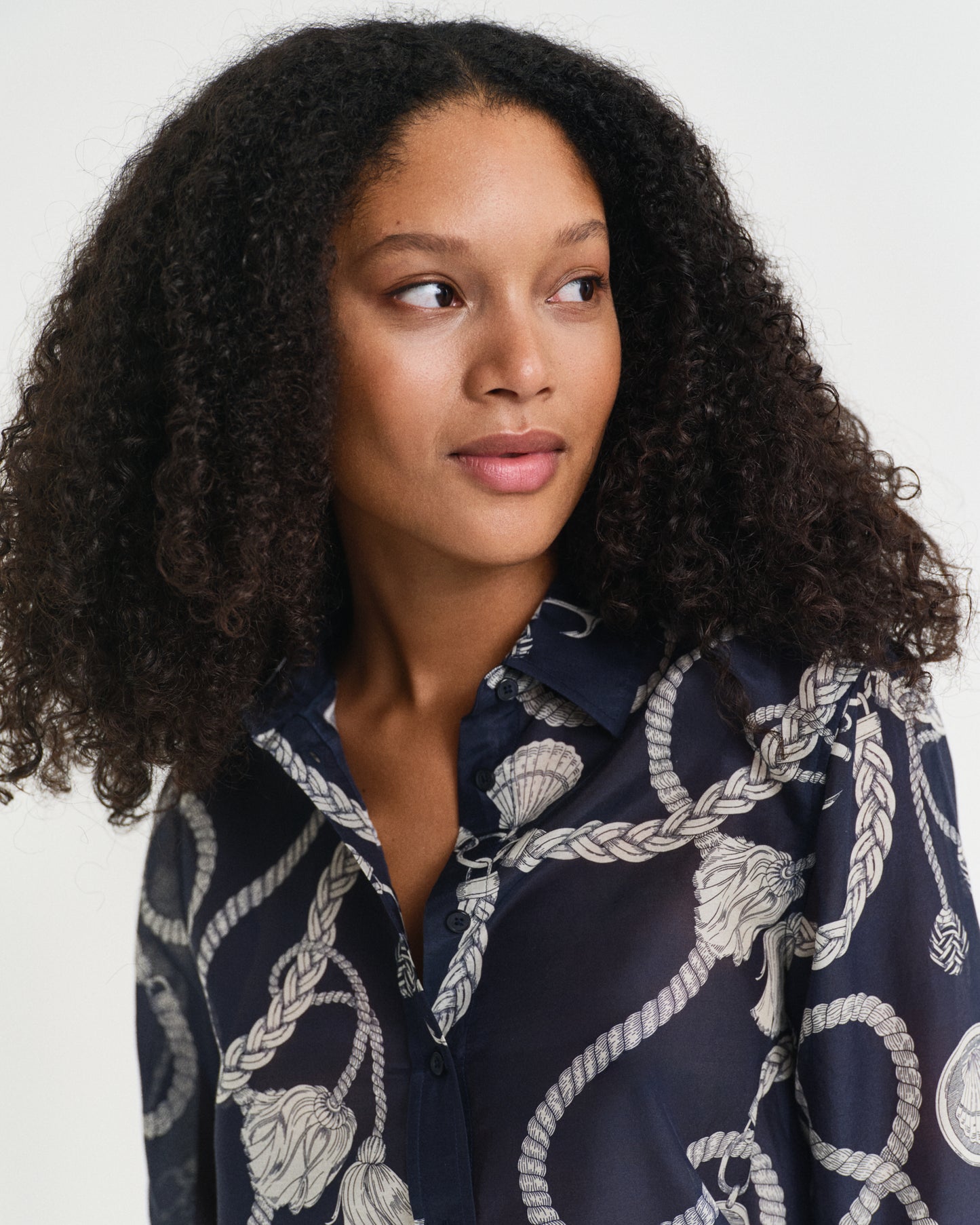 Regular Fit Sailing Print Cotton Silk Shirt