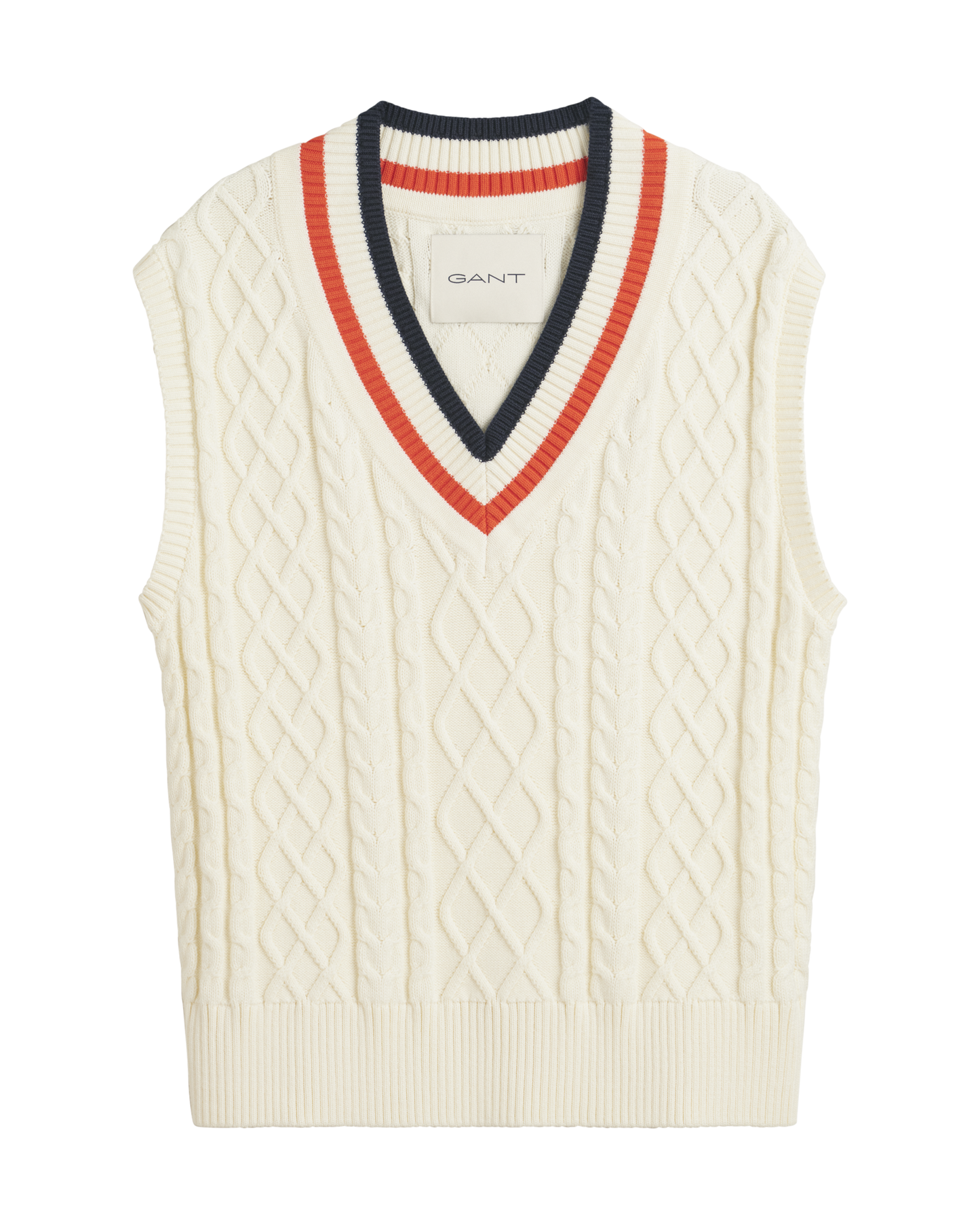 Contrast Cable Knit V-Neck Vest