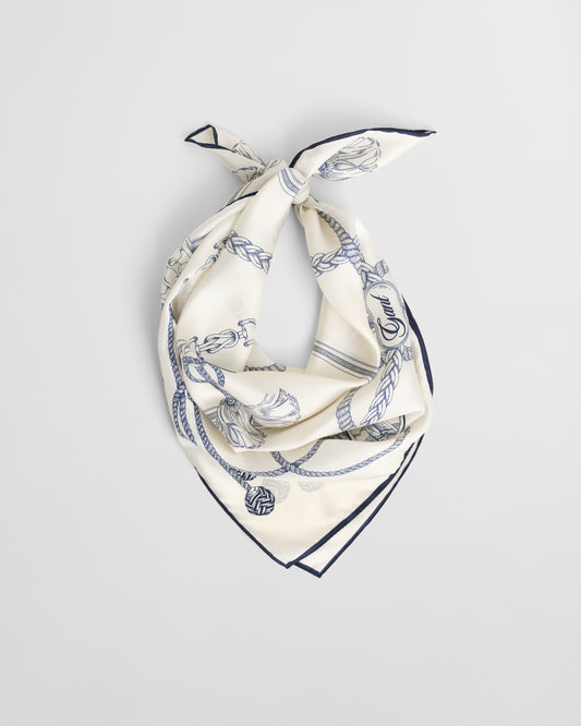 CREAM, SAILING PRINT SILK SCARF, FRONT-VIEW BY GANT AU.