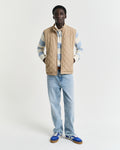 DARK KHAKI, QUILTED WINDCHEATER VEST BY GANT AU.