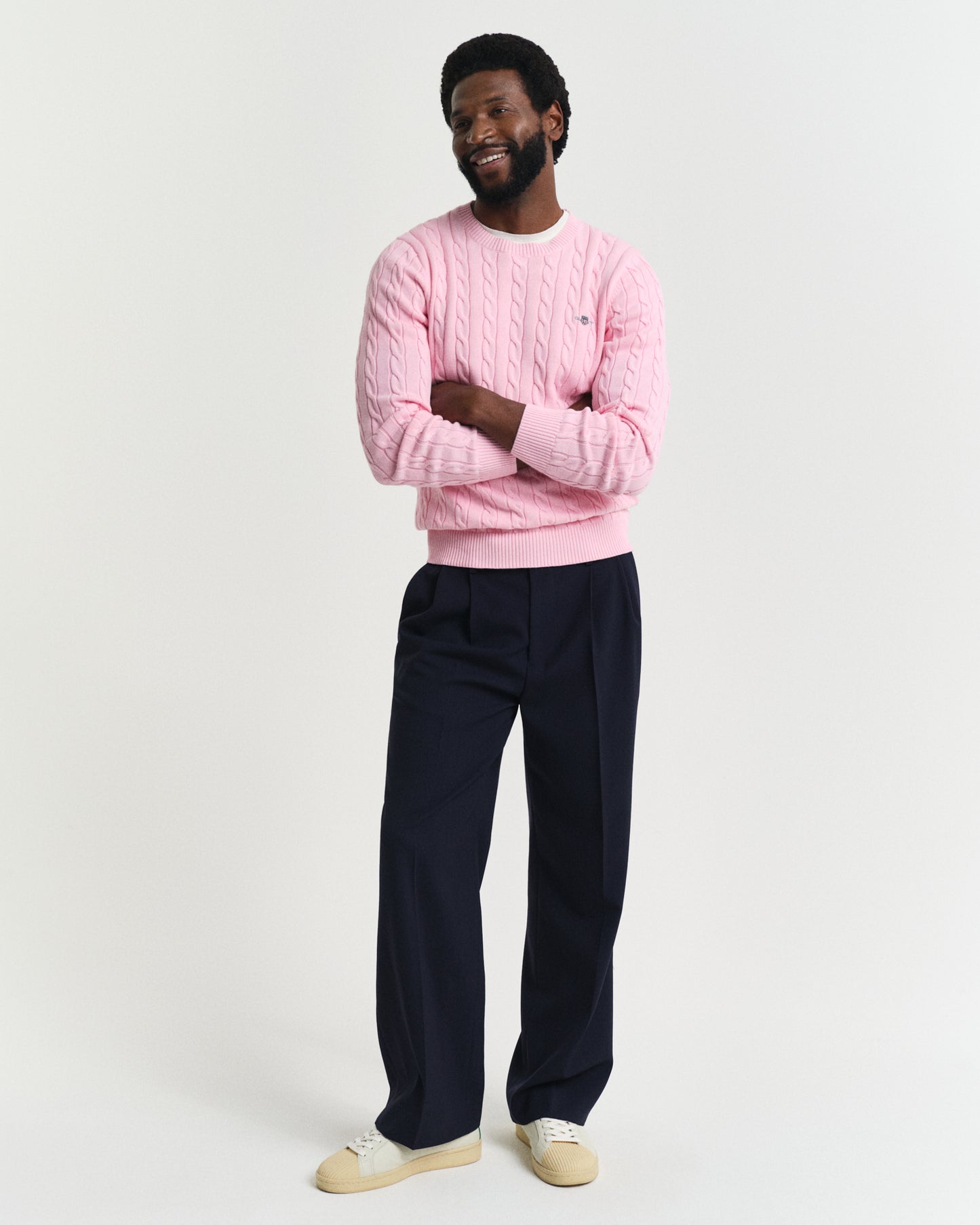 CALIFORNIA PINK, COTTON CABLE C-NECK BY GANT AU.