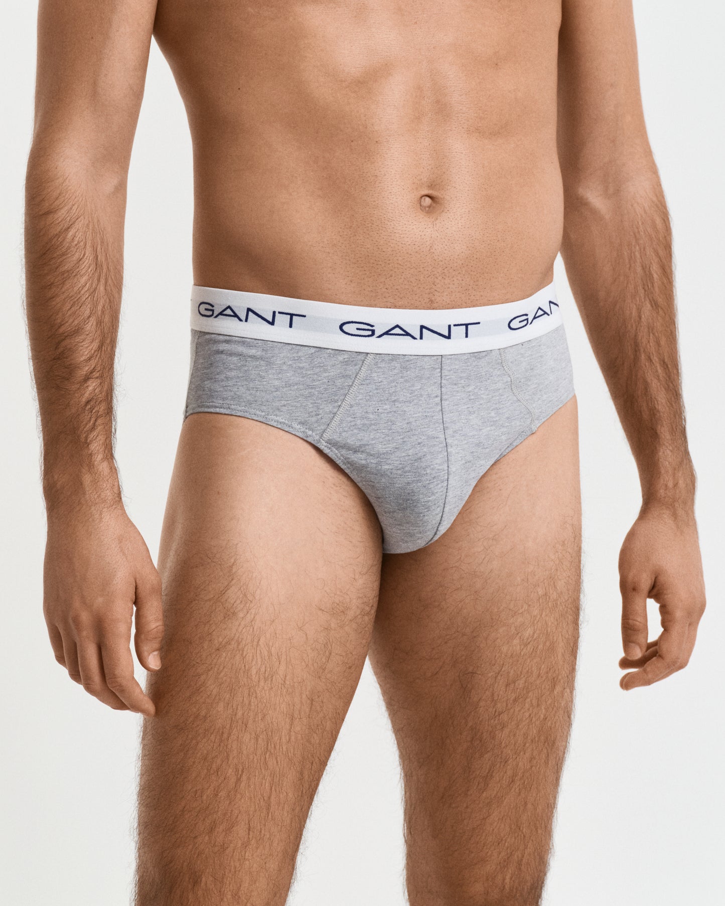 LIGHT GREY MELANGE, BRIEF 3-PACK, FRONT-VIEW BY GANT AU.