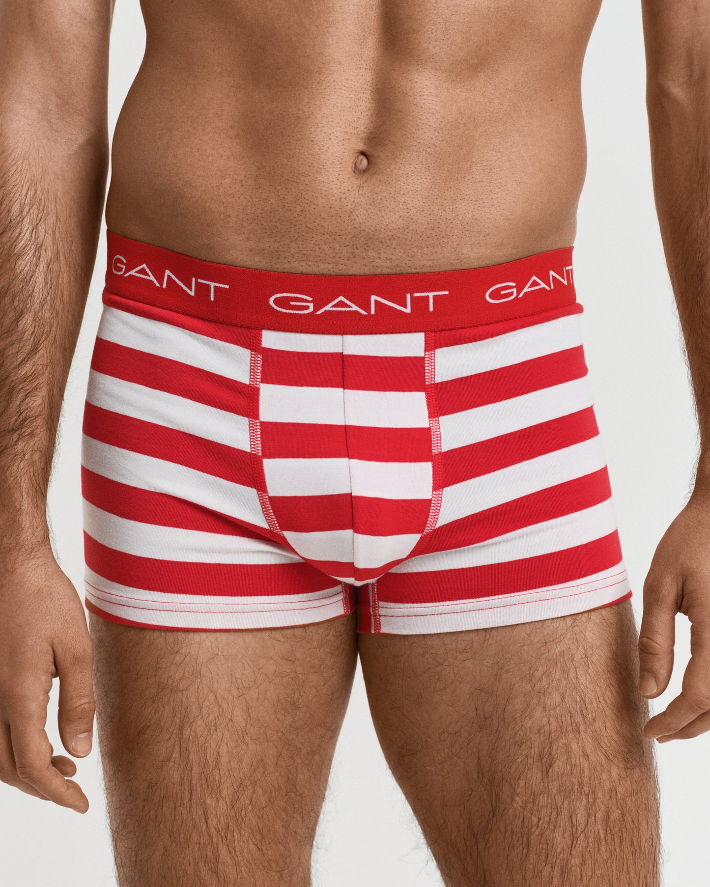 BRIGHT RED, STRIPE TRUNK 3-PACK, FRONT-VIEW BY GANT AU.