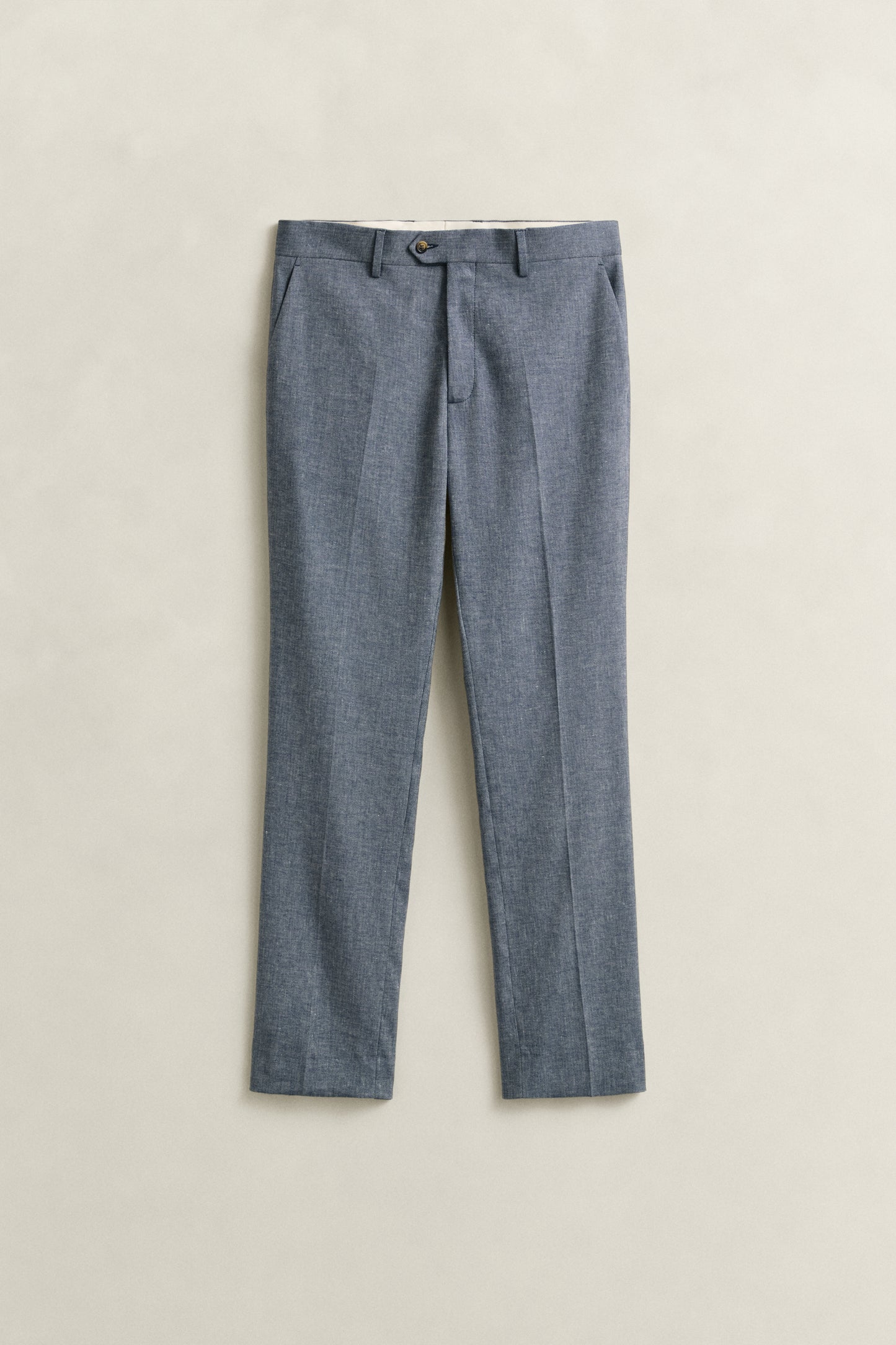 MARINE, INDIGO HERRINGBONE SUIT PANTS, FLAT-LAY BY GANT AU.