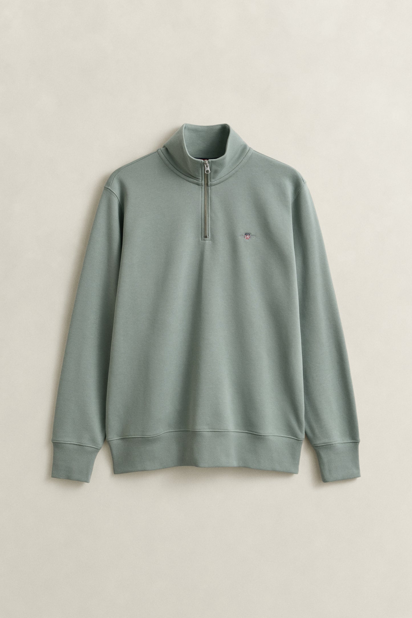 CERAMIC GREY, REG SHIELD HALF ZIP SWEAT, FLAT-LAY BY GANT AU.
