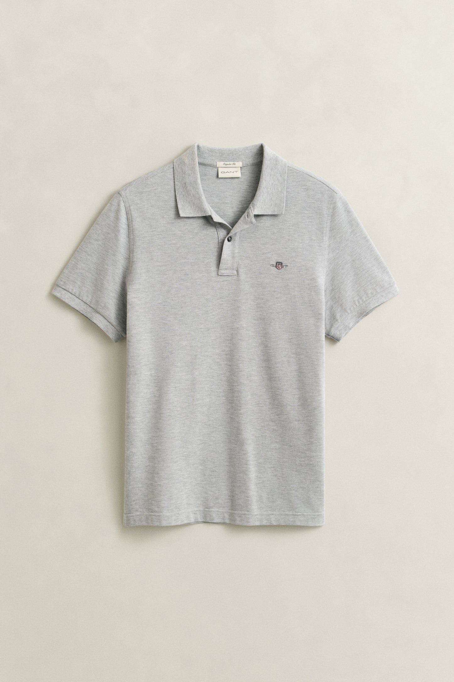 GREY MELANGE, Classic Regular Polo Shirt, FRONT-VIEW BY GANT AU.