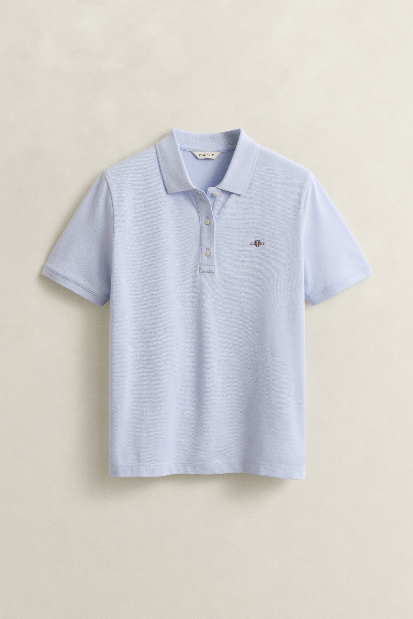 LIGHT BLUE, REG SHIELD SS PIQUE POLO, FLAT-LAY BY GANT AU.