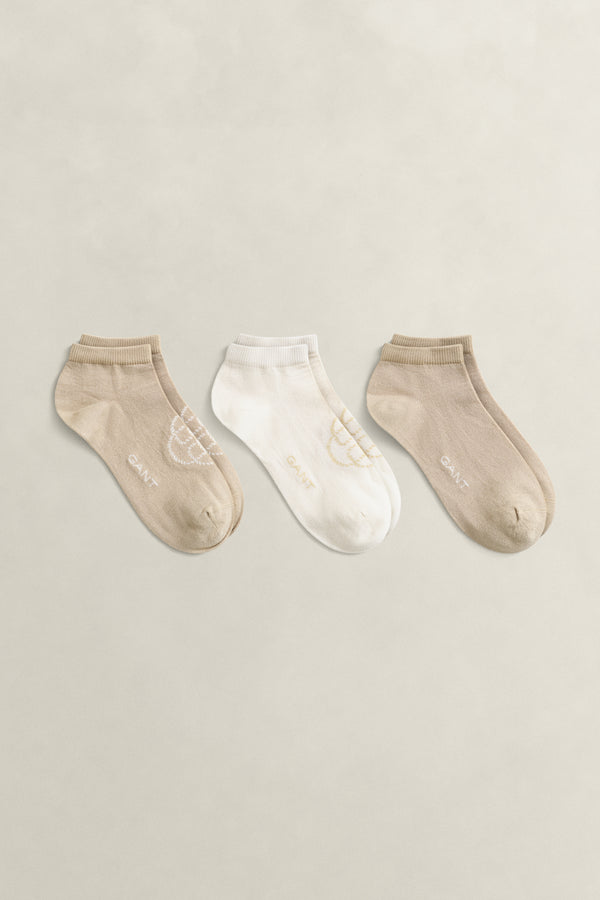 3-Pack Monogram & Solid Ankle Socks