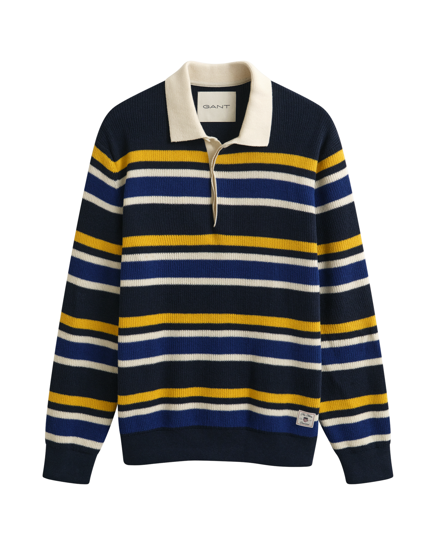 Striped Rib Polo Sweater