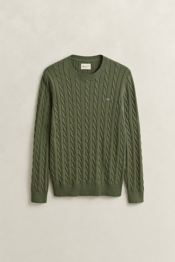 Cotton Cable Knit Crew Neck Sweater