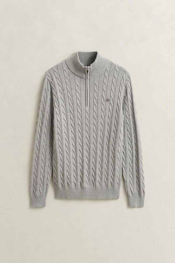 Cotton Cable Knit Half-Zip Sweater