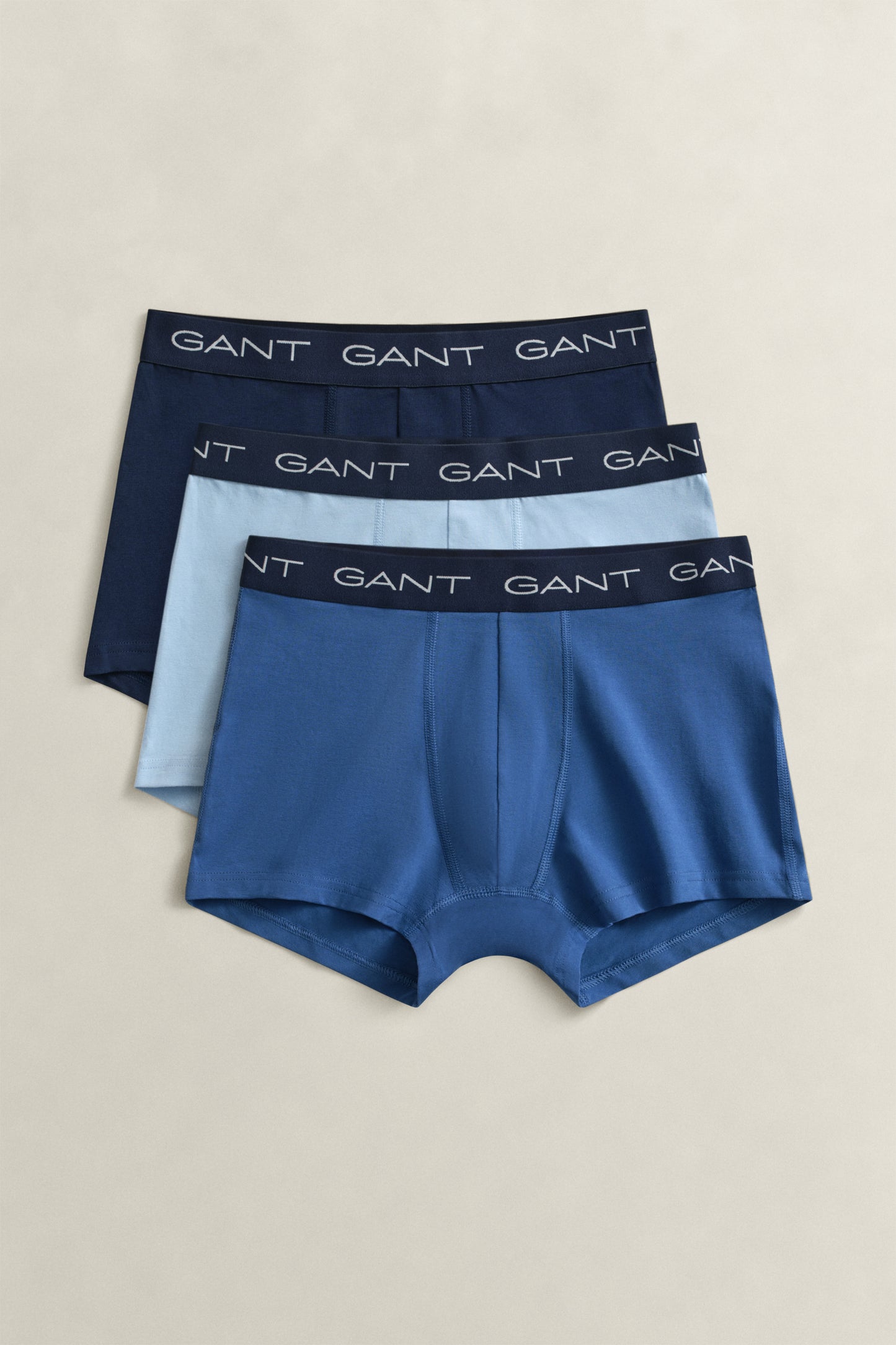 VINTAGE BLUE, TRUNK 3-PACK, FRONT-VIEW BY GANT AU.