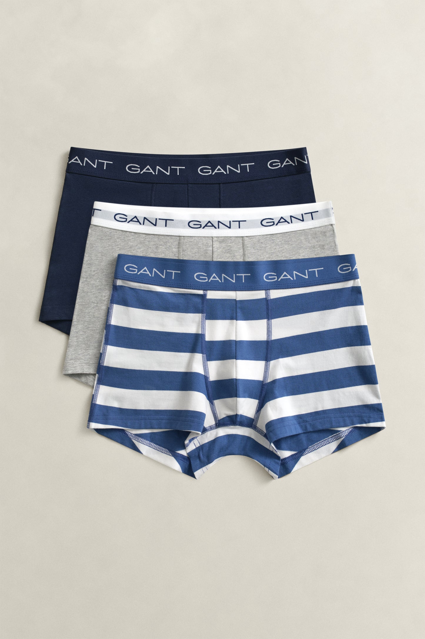 VINTAGE BLUE, STRIPE TRUNK 3-PACK, FRONT-VIEW BY GANT AU.