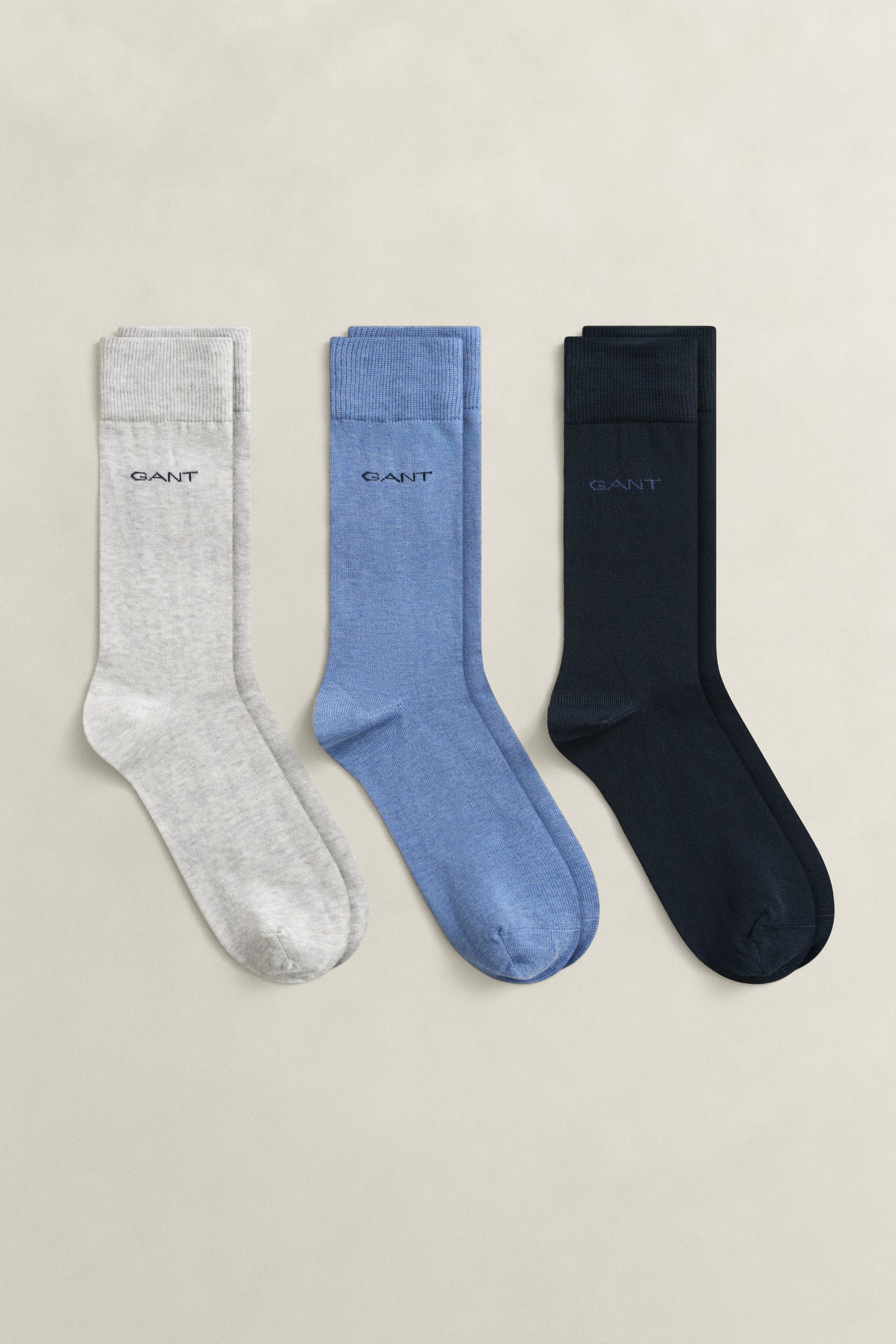 DENIM BLUE MELANGE, 3-Pack Mercerized Cotton Socks BY GANT AU.