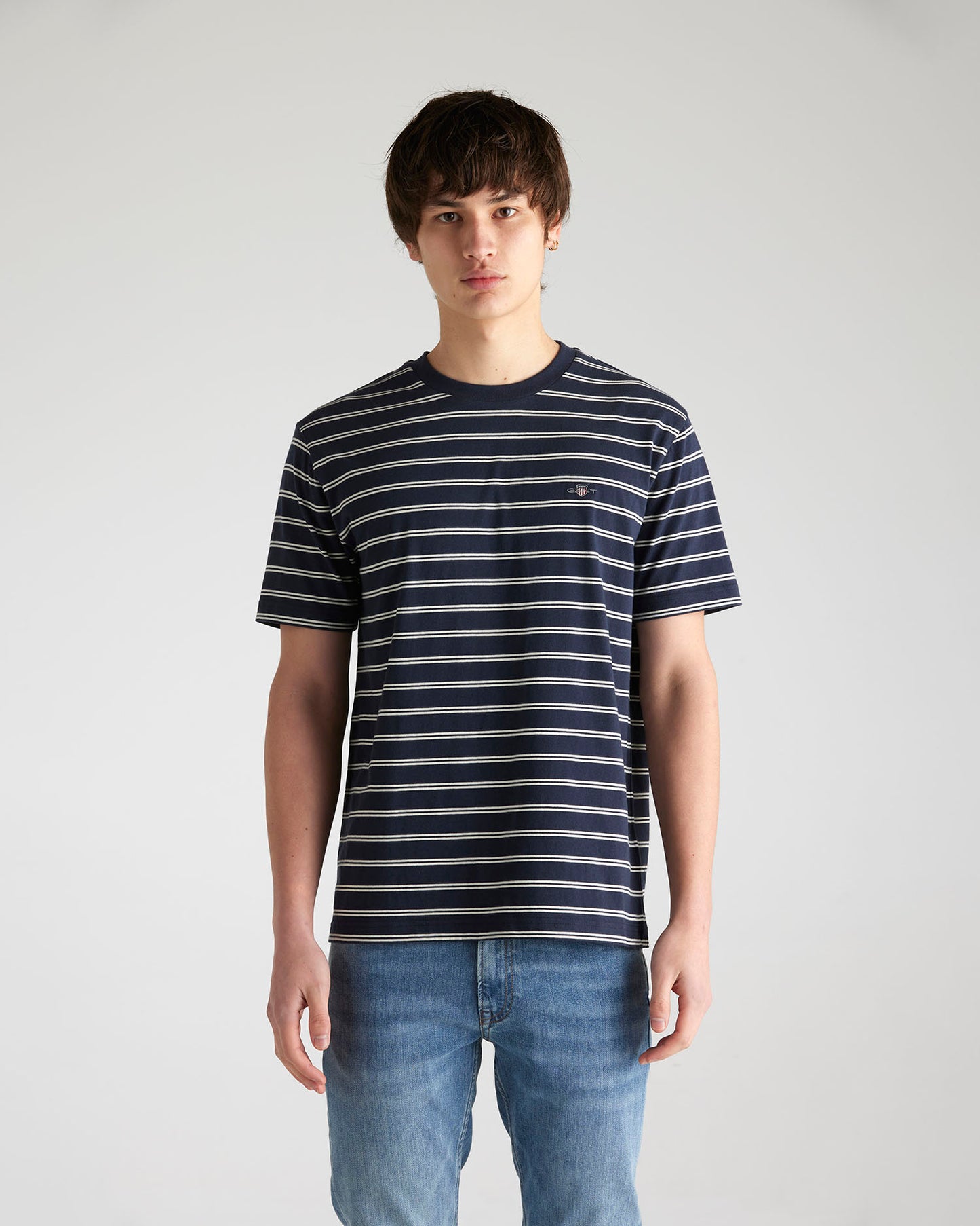 EVENING BLUE, Yarn-Dyed Striped T-Shirt BY GANT AU.