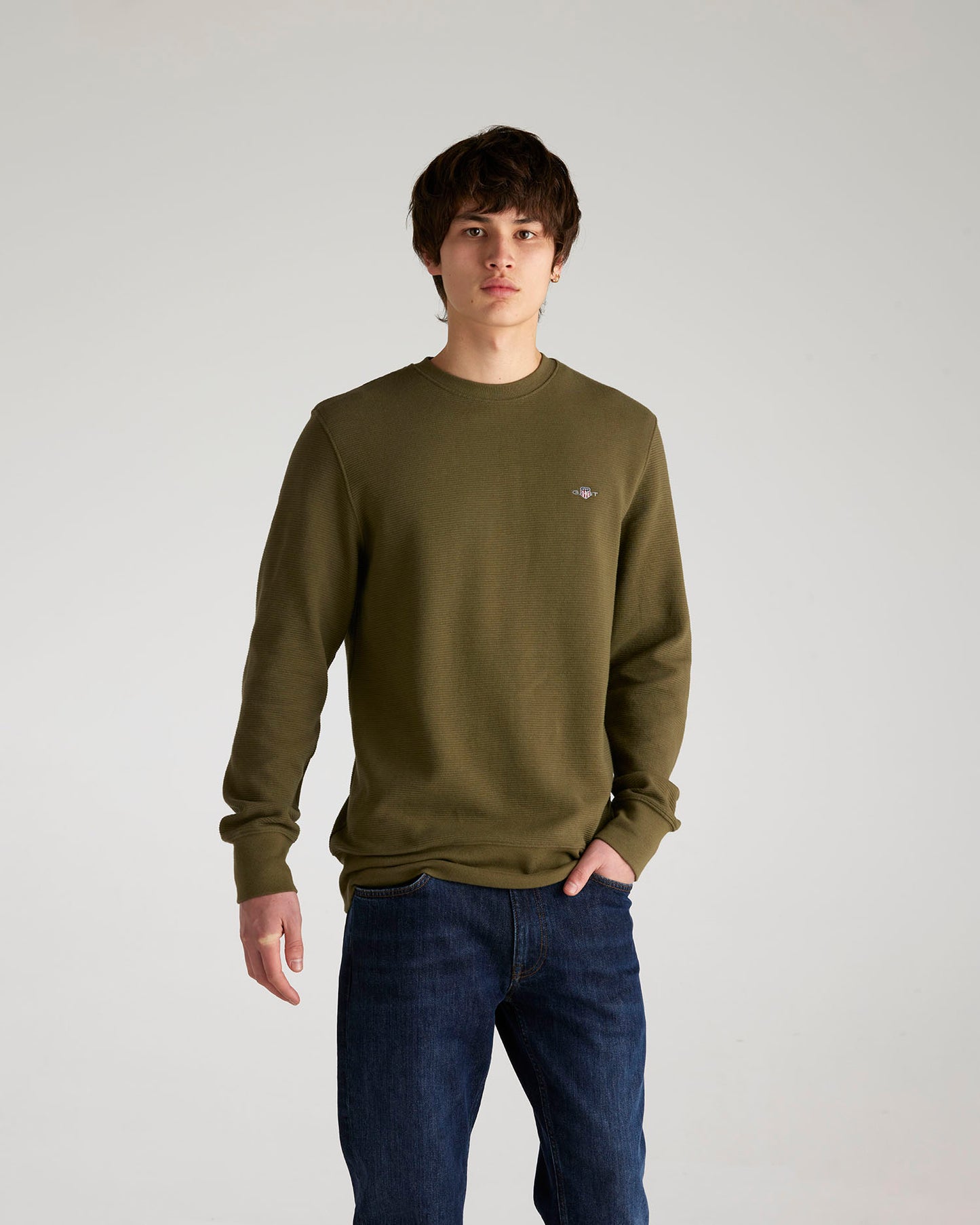 Textured Crew Neck Sweatshirt