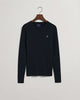 Stretch Cotton Cable Crew Neck Sweater