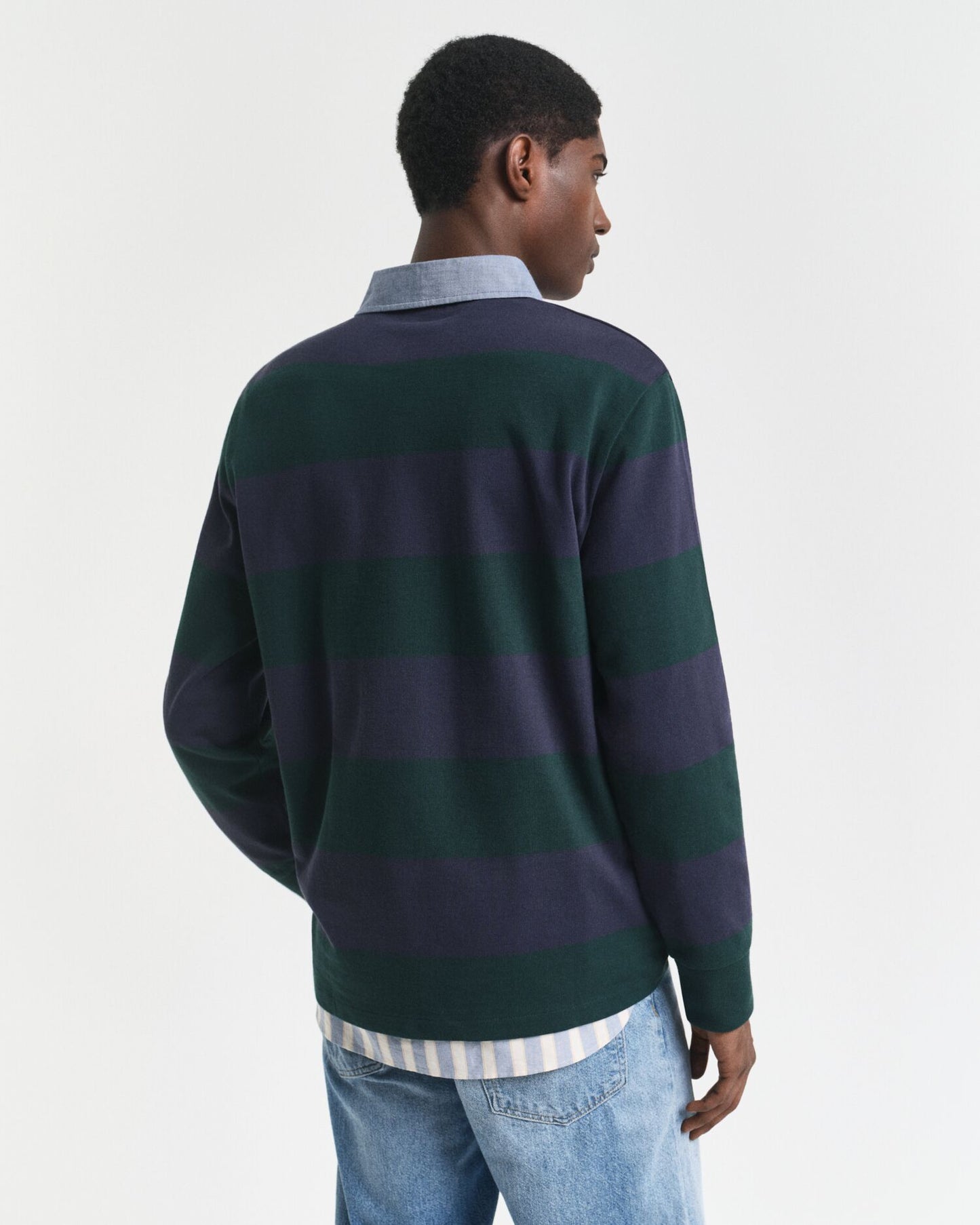 Chambray Collar Striped Heavy Rugger
