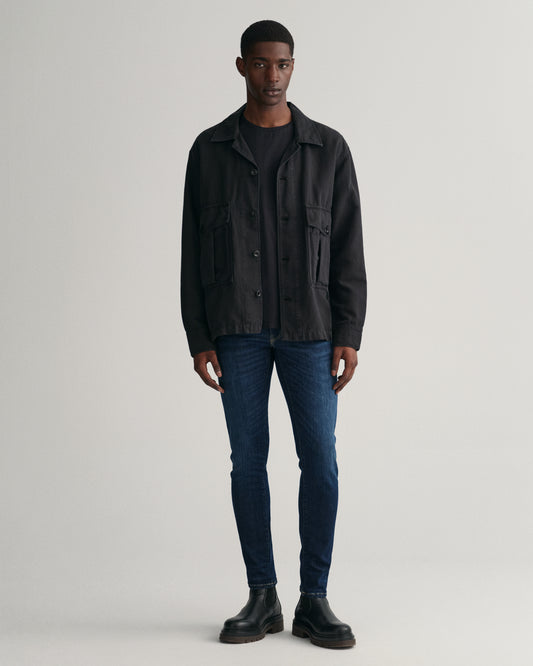 DARK BLUE WORN IN, EXTRA SLIM ACTIVE RECOVER JEANS, FRONT-VIEW BY GANT AU.