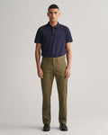 JUNIPER GREEN, SLIM TWILL CHINOS, FRONT-VIEW BY GANT AU.
