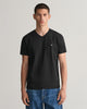 BLACK, SLIM SHIELD V-NECK T-SHIRT, FRONT-VIEW BY GANT AU.